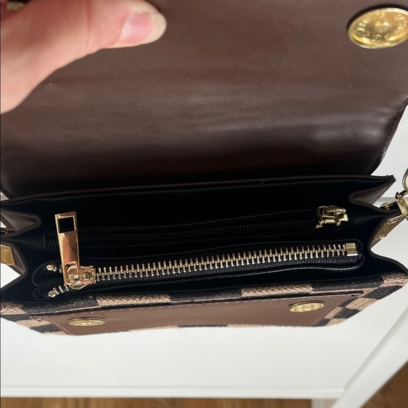 Checkered Crossbody Bag - Black and Brown - Picture 4 of 7